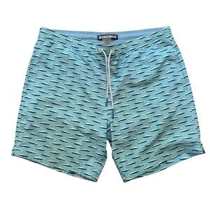 Bonobos Swim Trunks Mens Blue Excellent Speedboat Print 7 Inch SIZE M